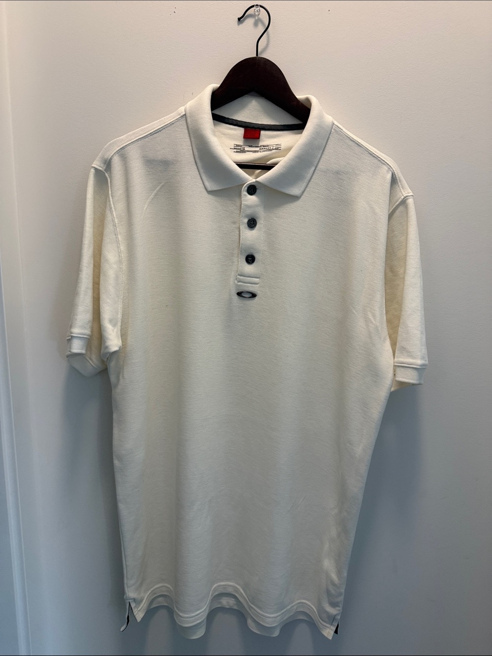 Oakley Cream Short-Sleeve Polo with Button Placket